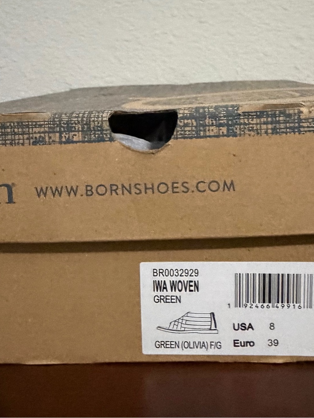 Born Olive Woven Leather Zip-Back Sandals - Picture 2 of 8